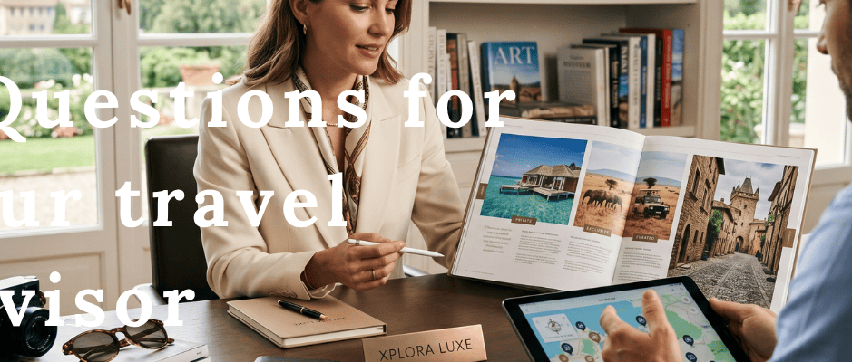 Traveller discussing options with Xplora Luxe Travel Advisor