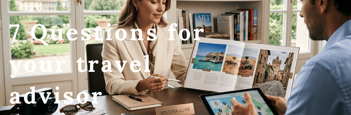 Traveller discussing options with Xplora Luxe Travel Advisor
